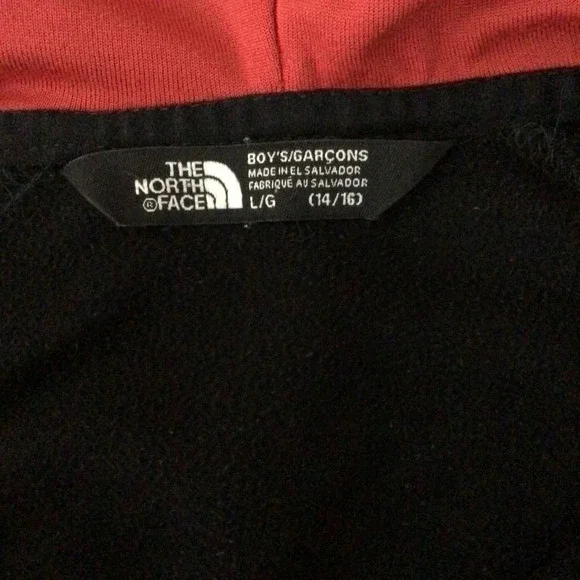 The North Face Black and Red Full Zip Hoodie - Size Large (14-16) - Picture 5 of 8